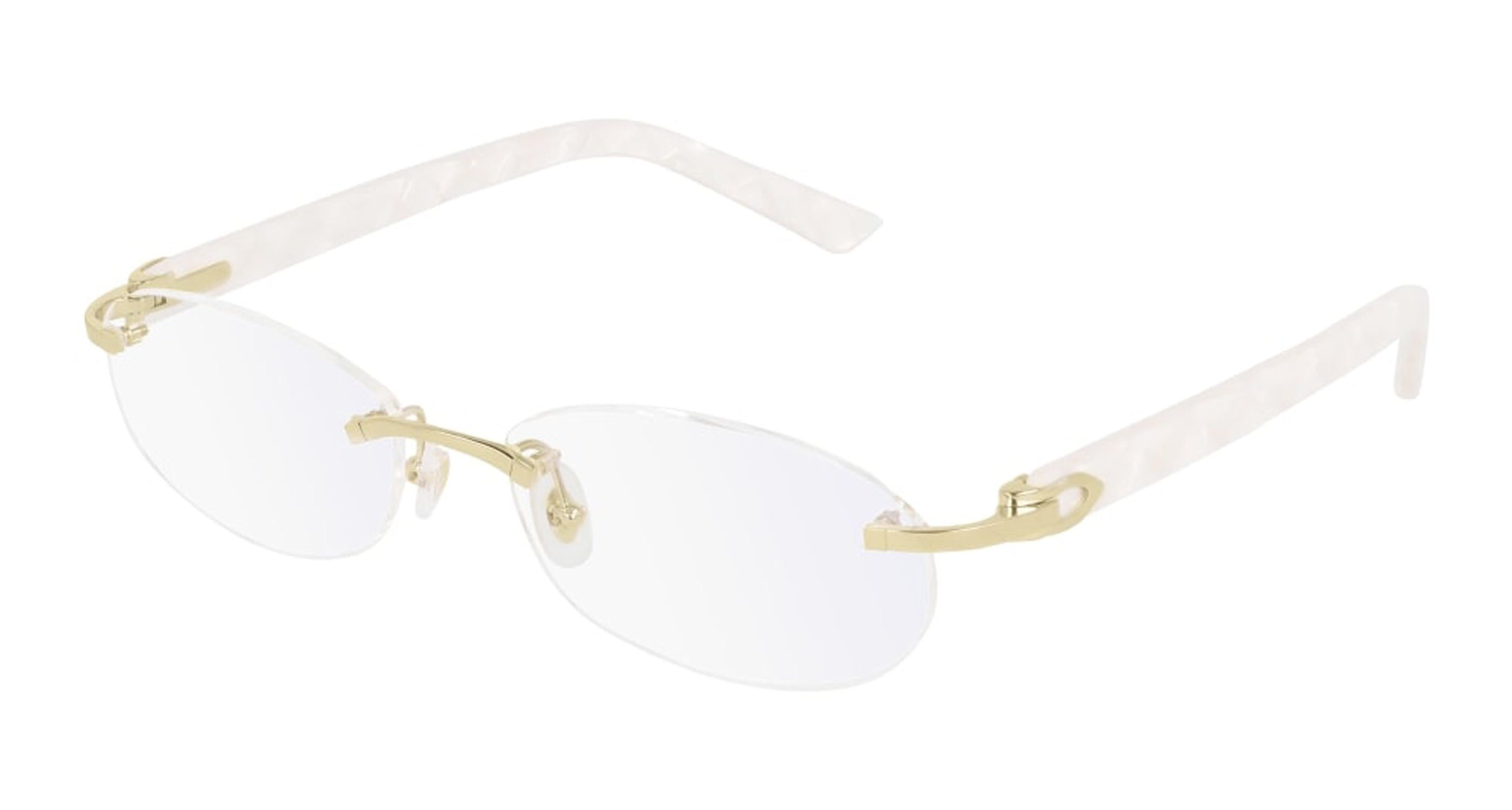 メガネ Cartier Cartier - CT0056O - 002 gold white transparen Cartier - CT0056O-002 in Gold / Pearl White – Morgenthal